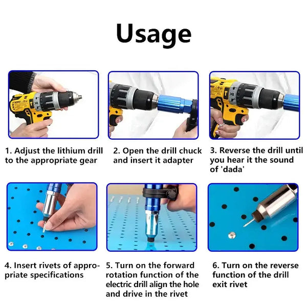 Sakerplus® Electric Rivet Gun Power Drill Adapter