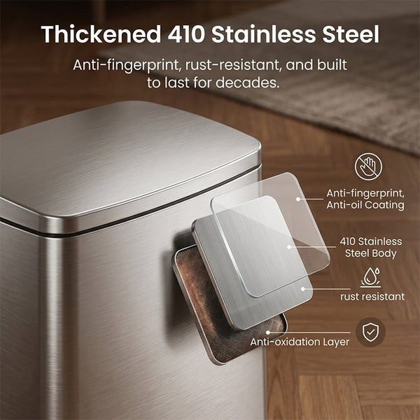 Sakerplus® Stainless Steel Trash Can with Lid