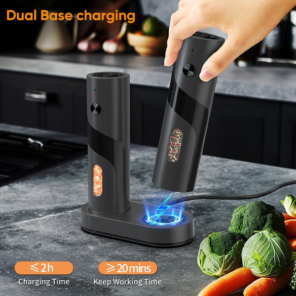 Sakerplus Electric Salt and Pepper Grinder Set with Charging Base