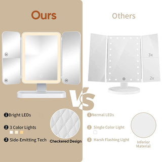 SAKER® Tri-Fold Lighted Vanity Mirror