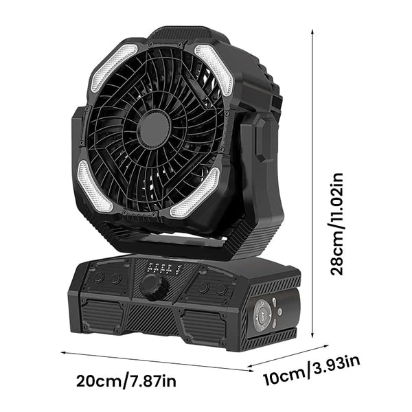 Sakerplus® Rechargeable Portable Camping Fan With LED Light