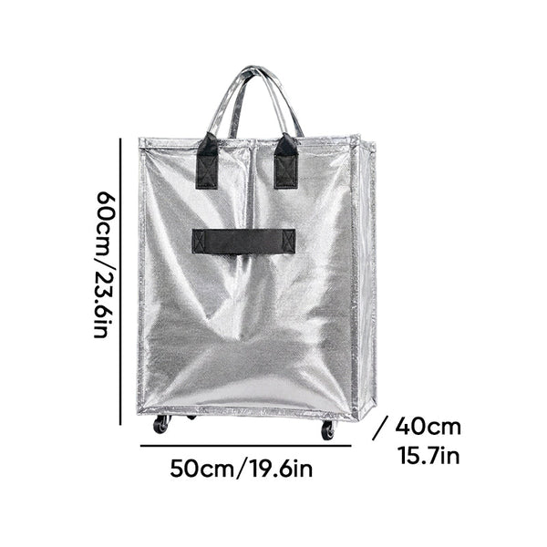 Sakerplus® Foldable Rolling Tote Bag With Wheels