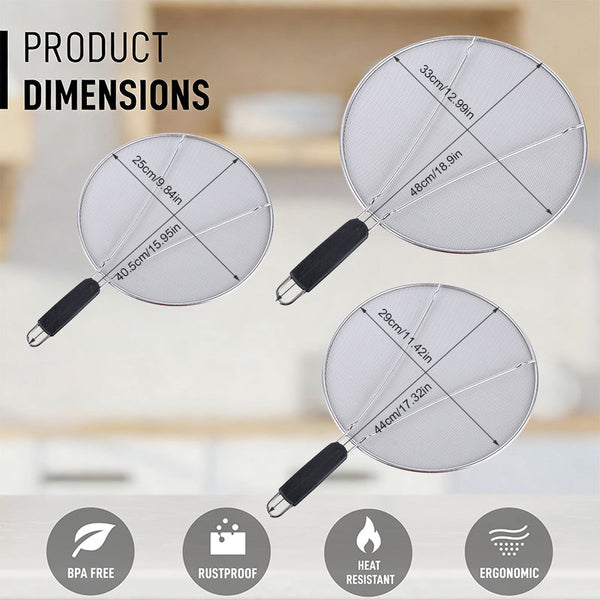 Sakerplus® Stainless Steel Splatter Screen Frying Pan