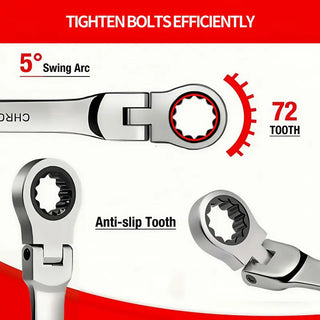 Sakerplus® Flex Head Ratcheting Wrench Set 16pcs