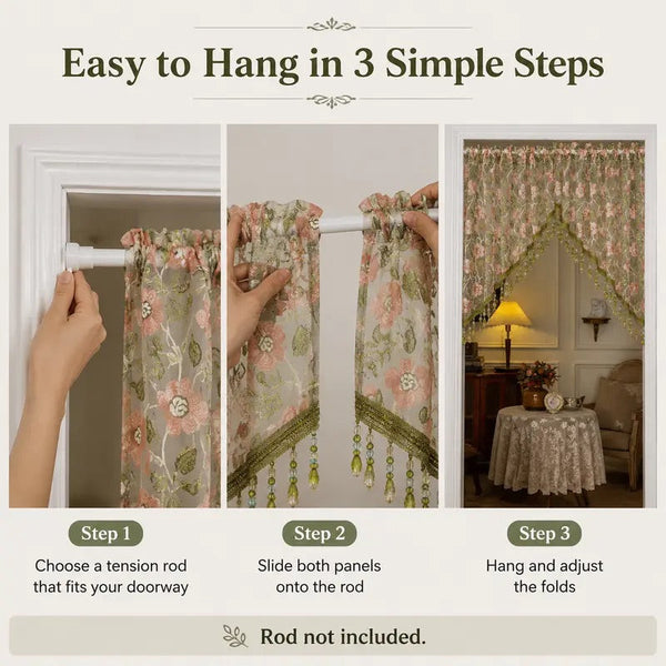 Sakerplus® Bedroom Lace Curtain With Adjustable Rod