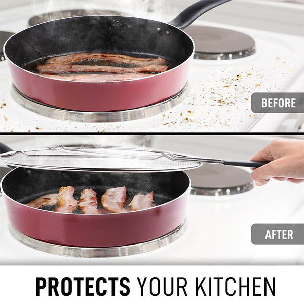 Sakerplus® Stainless Steel Splatter Screen Frying Pan