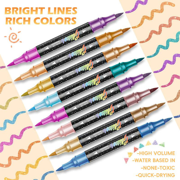 Sakerplus® Glitter Markers Dual Tip Set