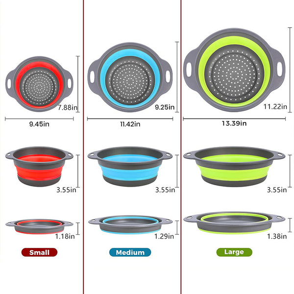 Sakerplus® Collapsible Silicone Kitchen Strainer Set