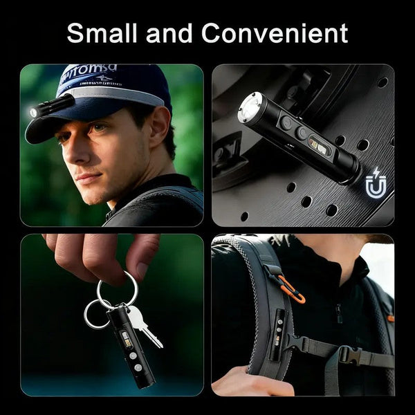 Sakerplus® 5-In-1 Rechargeable Keychain Survival Flashlight