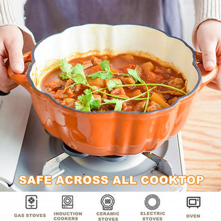 Sakerplus® Enameled Cast Iron Pumpkin Dutch Oven