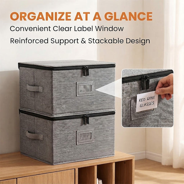 Sakerplus® Stackable Drinkware Storage Box With Dividers