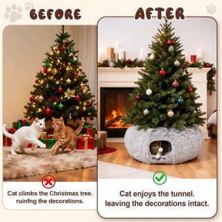 Sakerplus® Cat Tunnel Bed with Plush Cushion