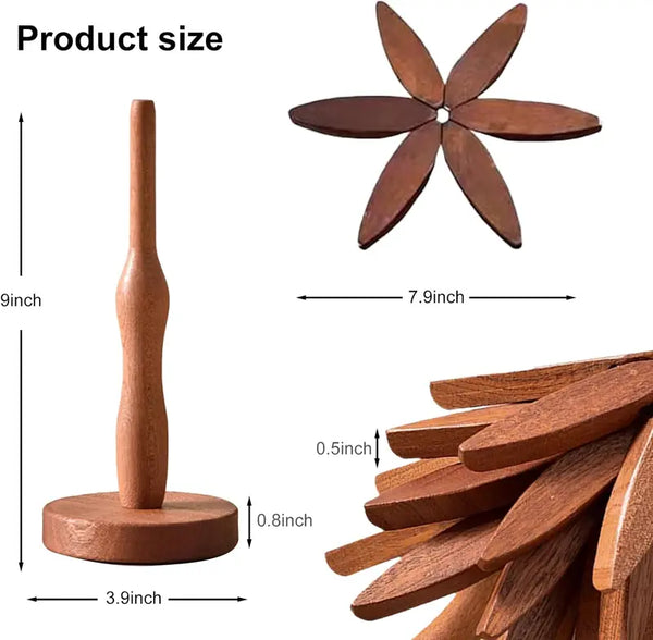 Sakerplus® Wooden Tree Trivets For Hot Dishes 4pcs