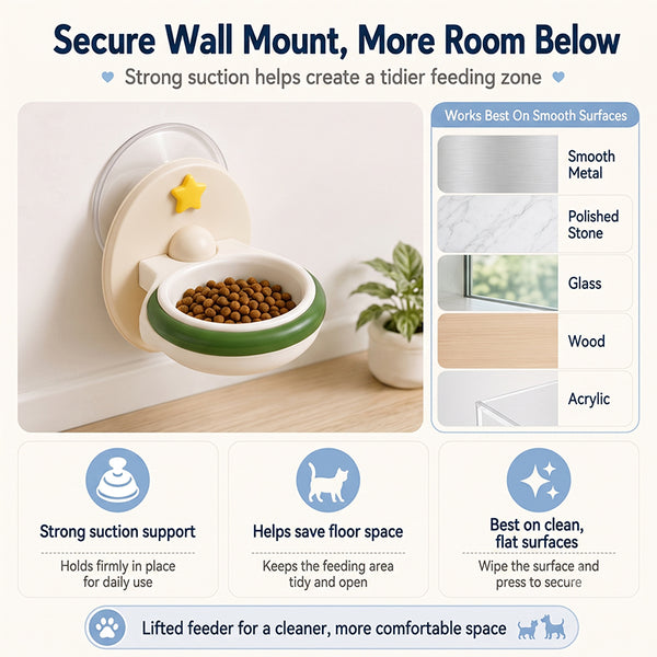 Sakerplus® Adjustable Wall Mounted Cat Bowl Set
