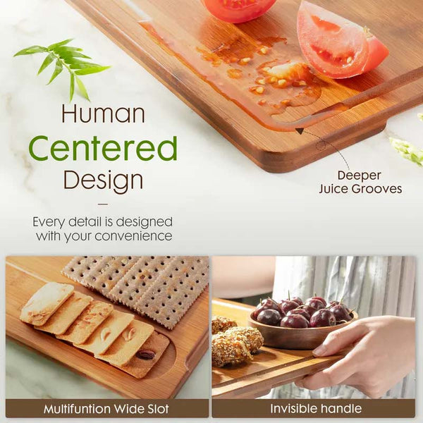 Sakerplus® Bamboo Cutting Board Set With Holder