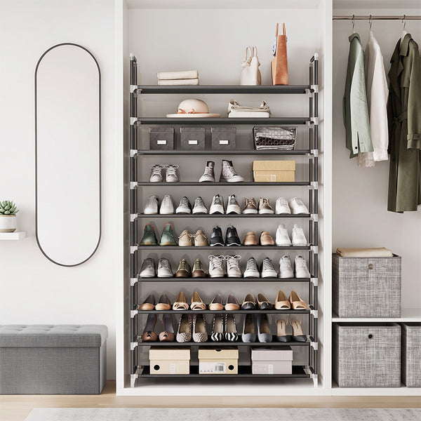 Sakerplus® 10-Tier Black Metal Shoe Storage Rack