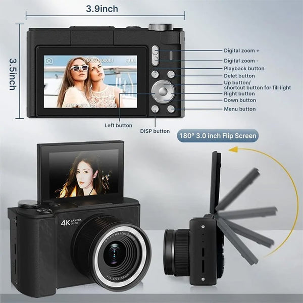 Sakerplus® 4K Mini Kids Digital Camera With Flip Screen
