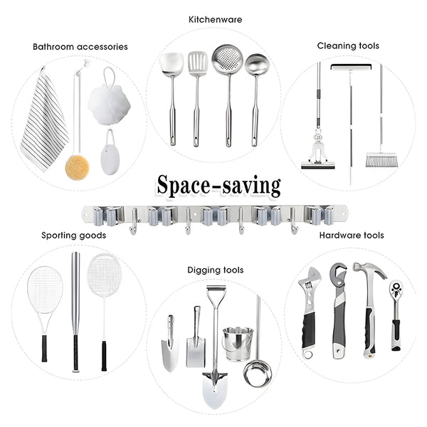 Sakerplus® Stainless Steel Broom Mop Holder Wall Mount