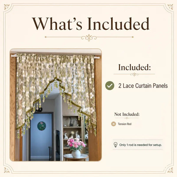 Sakerplus® Bedroom Lace Curtain With Adjustable Rod