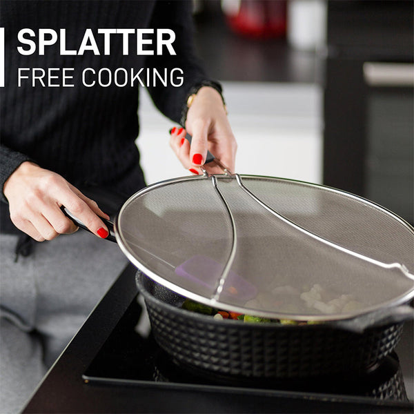 Sakerplus® Stainless Steel Splatter Screen Frying Pan