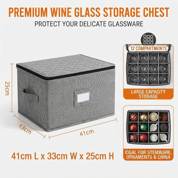 Sakerplus® Stackable Drinkware Storage Box With Dividers