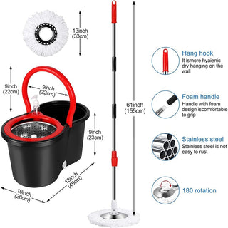 SAKER® 360° Spin Mop and Bucket