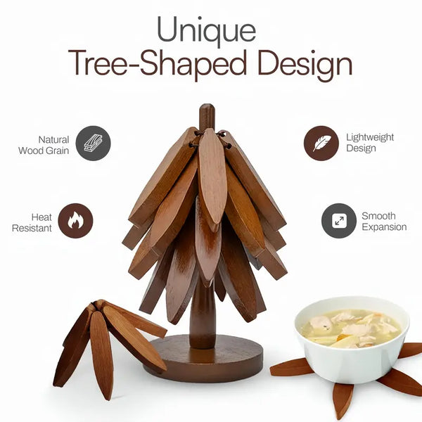 Sakerplus® Wooden Tree Trivets For Hot Dishes 4pcs