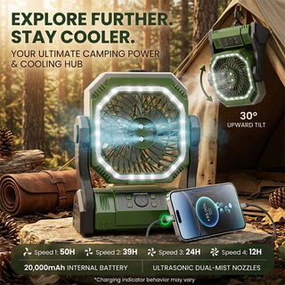 Sakerplus® Rechargeable Outdoor Camping Fan Light