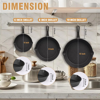 Sakerplus® Pre-Seasoned Cast Iron Skillet Set