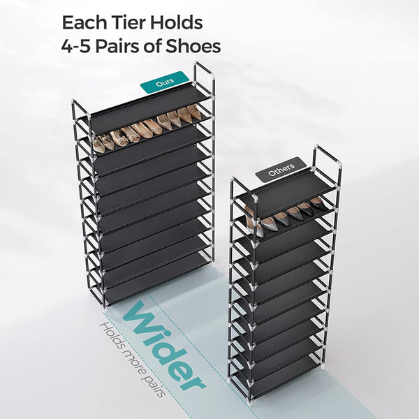 Sakerplus® 10-Tier Black Metal Shoe Storage Rack