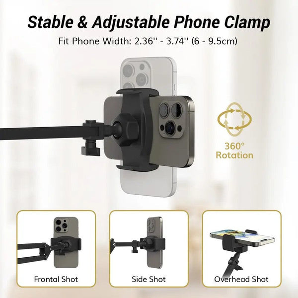 Sakerplus® Overhead Ring Light Kit with Boom Arm & Phone Holder