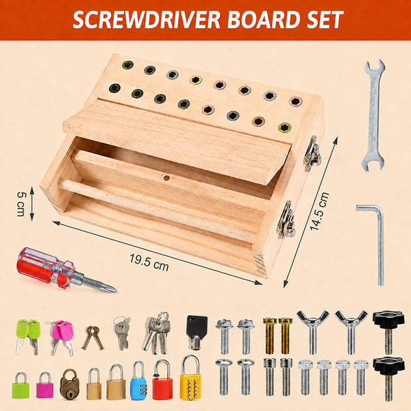 Sakerplus® Montessori Screwdriver Lock And Key Board