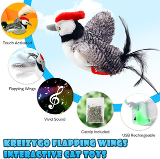 Sakerplus® Flapping Chirping Interactive Cat Bird Toy