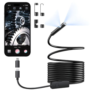 Endoscope Camera HD Waterproof Inspection – Dual-Lens 2.0MP Borescope with 1920x1440 Resolution for Car, Pipe, Engine, Mold, and Wiring Inspections | 8MM Semi-Rigid Cable with 360° Rotation for Tight Spaces | IP67 Waterproof up to 3.28 Feet for 1 Hour | Adjustable LED Light for Low-Light Environments | Crystal-Clear Close-Range HD Video and Images | 16.5 FT (5M) Flexible Semi-Rigid Cable Holds Shape | Easy to Use and Durable | Ideal Tool for Plumbing, Automotive, Home, and Industrial Inspections | Perfect f