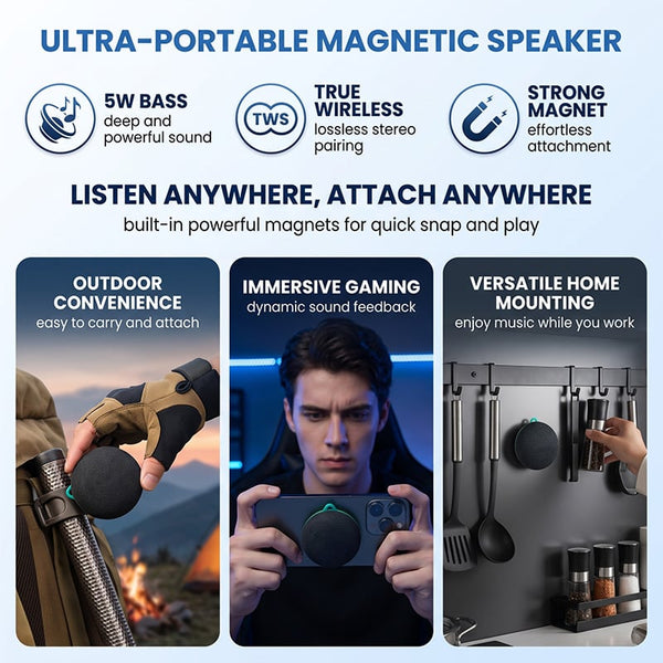 Sakerplus® Portable Magnetic Wireless Bluetooth Speaker