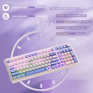 Sakerplus Tri-Mode RGB Gaming Keyboard