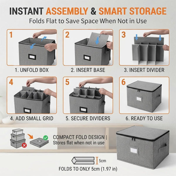 Sakerplus® Stackable Drinkware Storage Box With Dividers