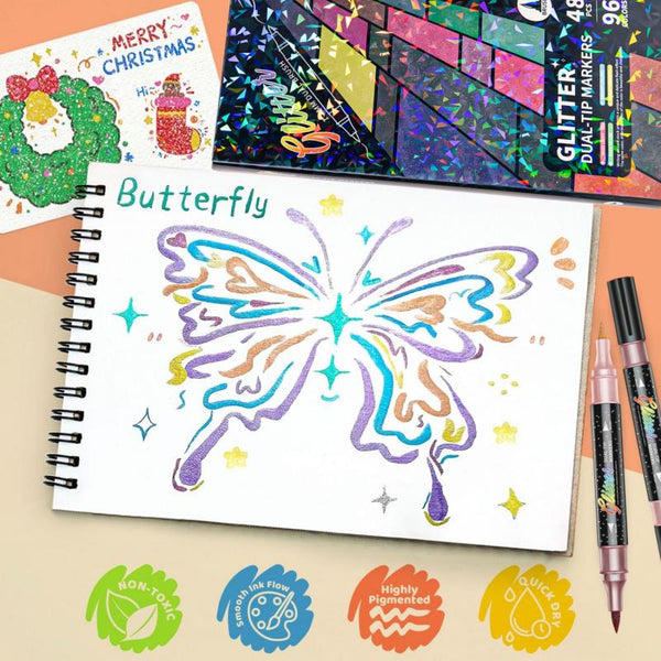 Sakerplus® Glitter Markers Dual Tip Set