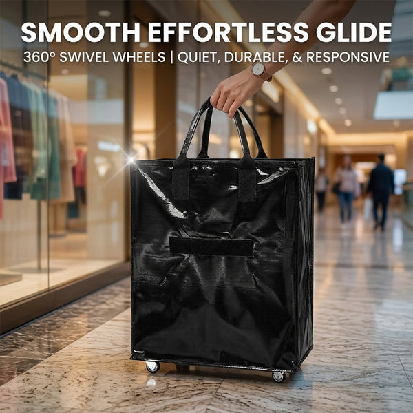 Sakerplus® Foldable Rolling Tote Bag With Wheels