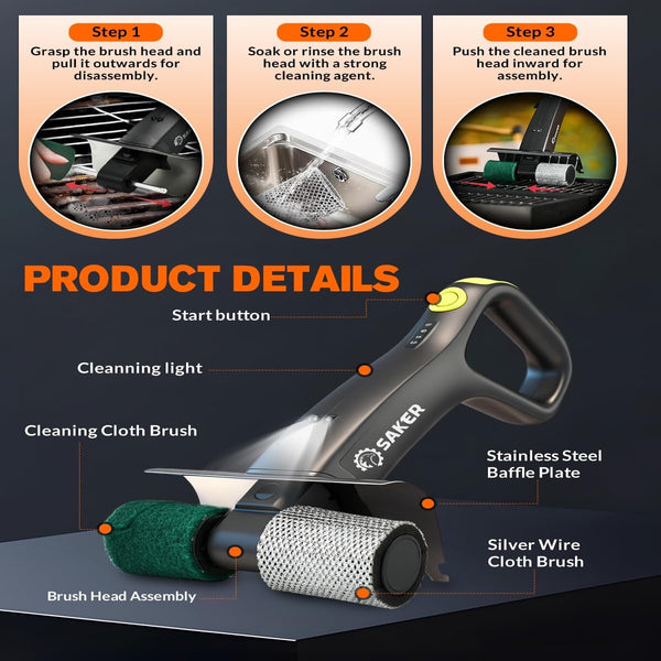 Sakerplus® Cordless Electric BBQ Grill Scrubber