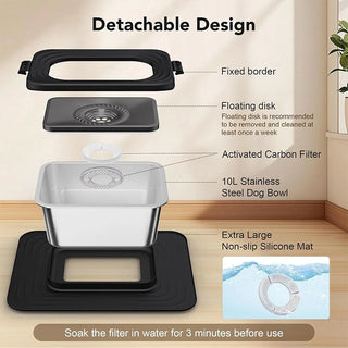 Sakerplus® 10L Stainless Steel No Spill Pet Bowl