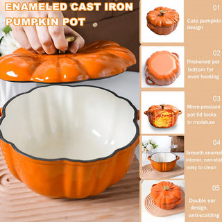 Sakerplus® Enameled Cast Iron Pumpkin Dutch Oven