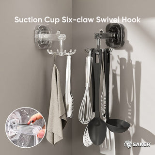 SAKER® Suction Cup Six-Claw Swivel Hook