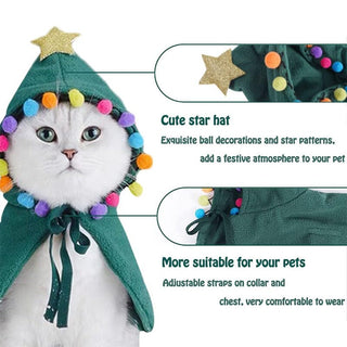 SAKER® Pet Christmas Costume Poncho Cape with Hat