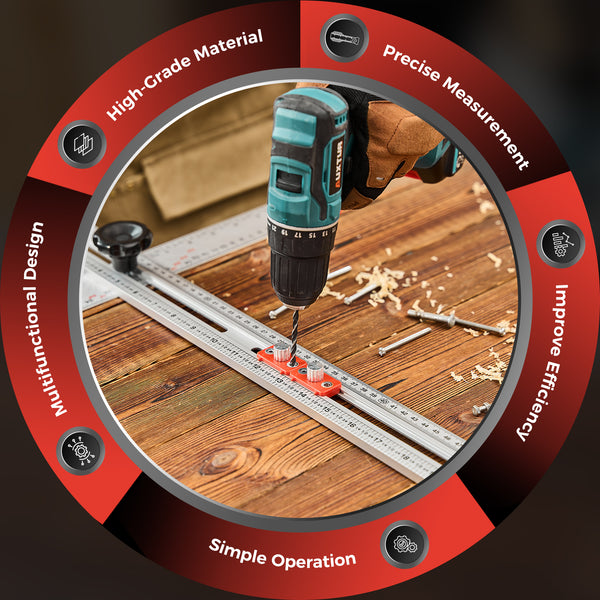 SAKER® 4 in 1 Drilling Positioning Ruler