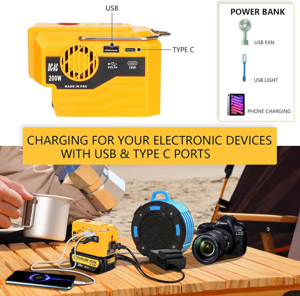 Saker 200W Power Inverter for 18-20V to 220V Adapter