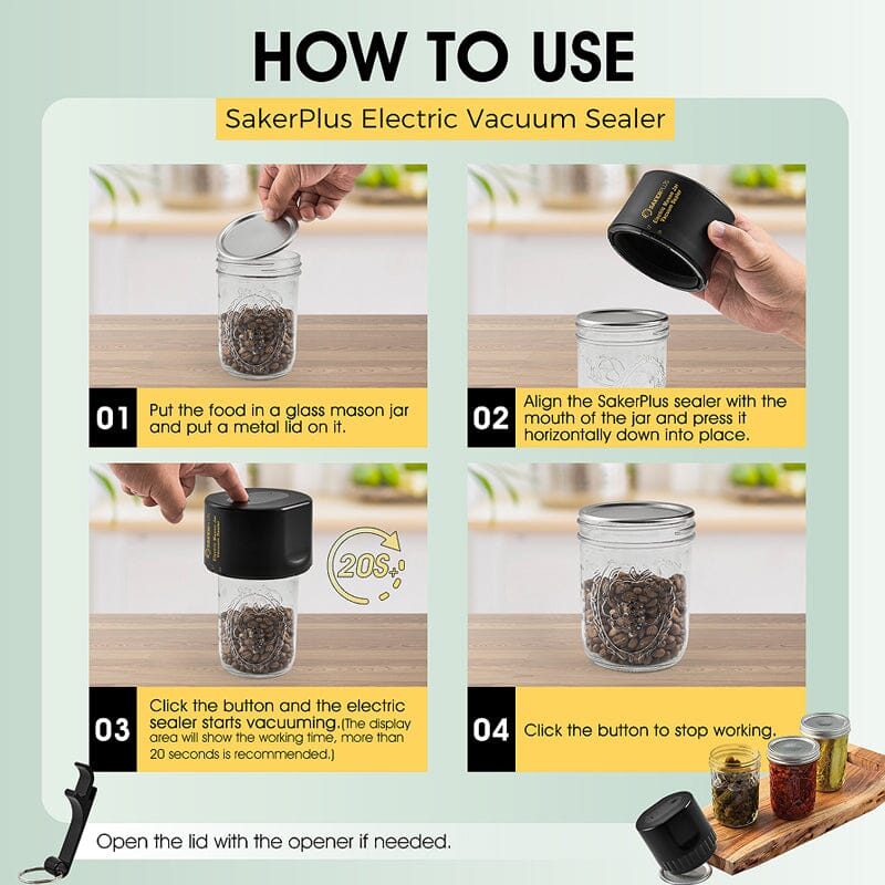 SAKER® Electric Vacuum Sealer For Mason Jars UK Sakertool