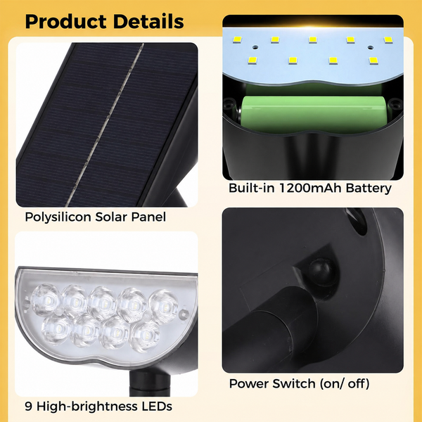 Sakerplus® Waterproof Solar Lights Outdoor RGB Spotlight