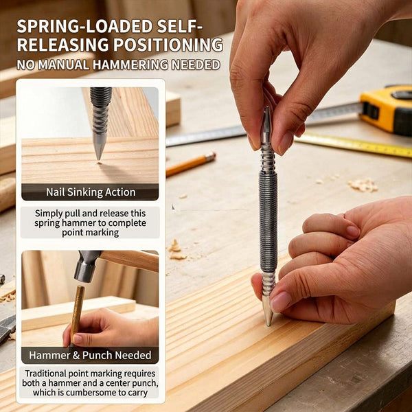Sakerplus® Spring Loaded Center Punch Tool