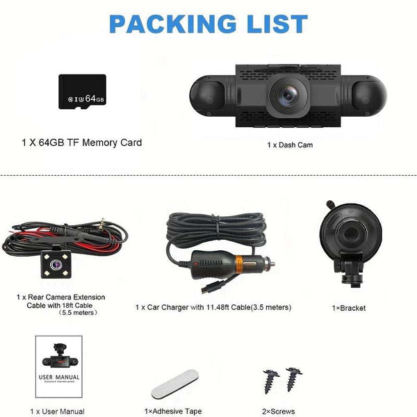 Sakerplus 4 Channel FHD Dash Cam
